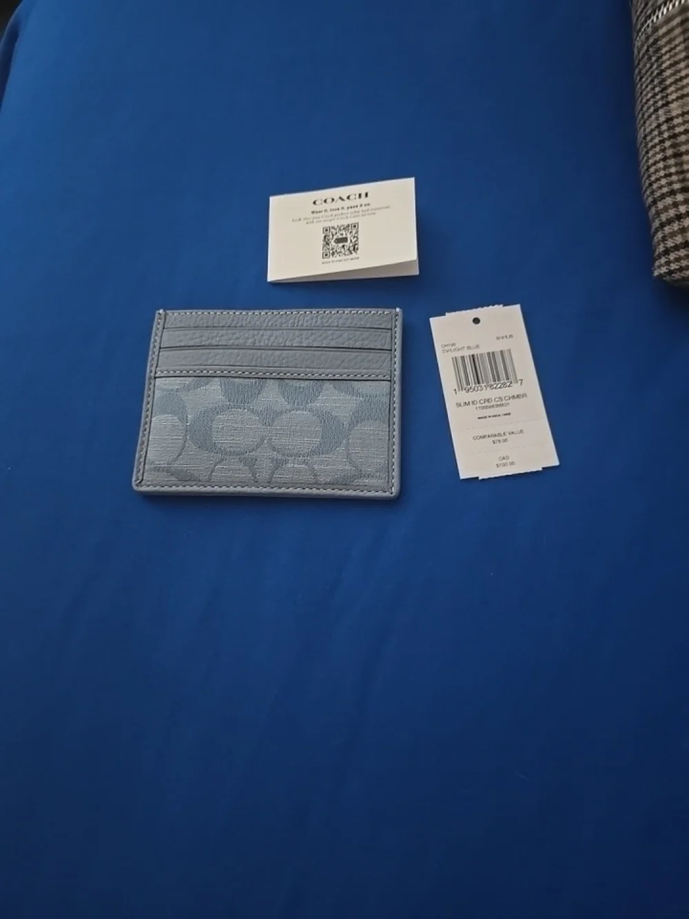 COACH Light Blue Signature Card Holder